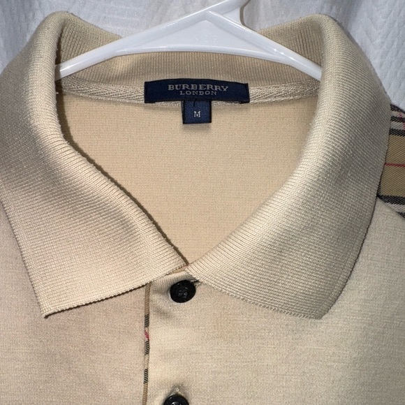 Vintage Burberry London Nova Check Cream Long Sleeve 100% Cotton Polo Shirt Sz M - Picture 11 of 16